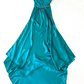 NiceVestidos--(Including Scarf) Blue-green exquisite hand-beaded long satin floor-length prom dress evening dress banquet dress Nv5578