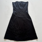 NiceVestidos--Black Floral Short Satin Homecoming Dress Nv5579