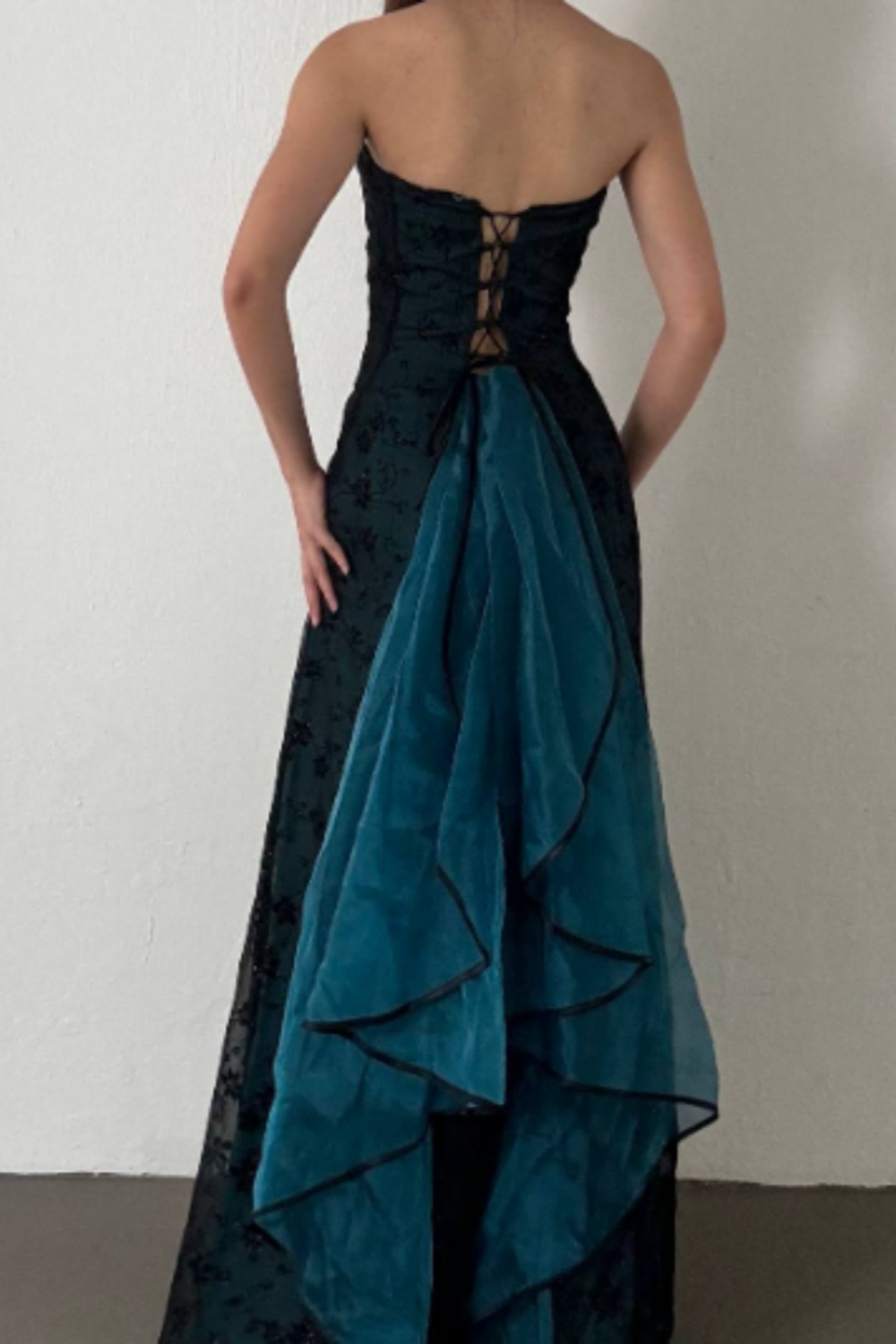 NiceVestidos--Dark green vintage exquisite floral long chiffon prom dress homecoming dress fairy dress Nv5587