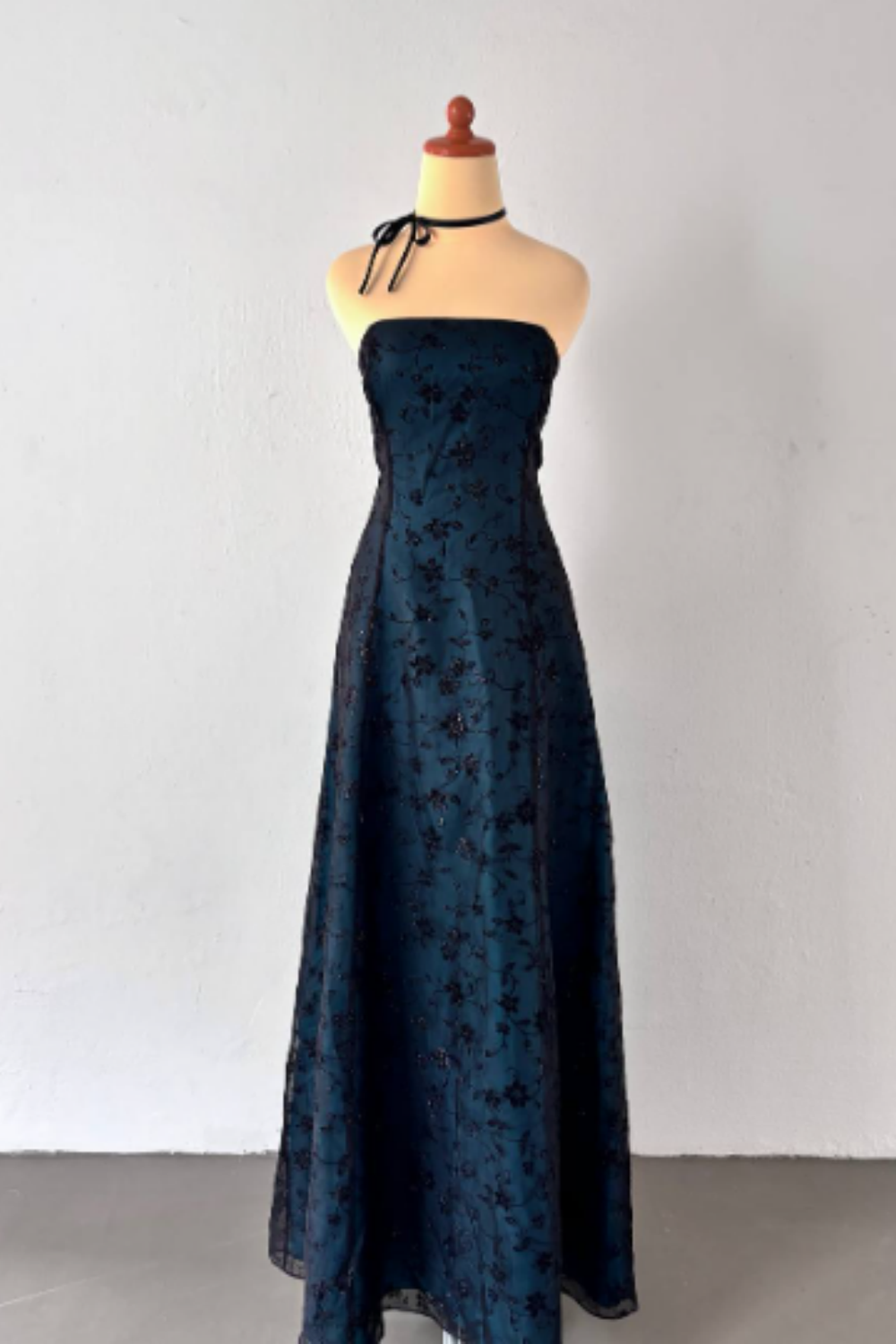 NiceVestidos--Dark green vintage exquisite floral long chiffon prom dress homecoming dress fairy dress Nv5587