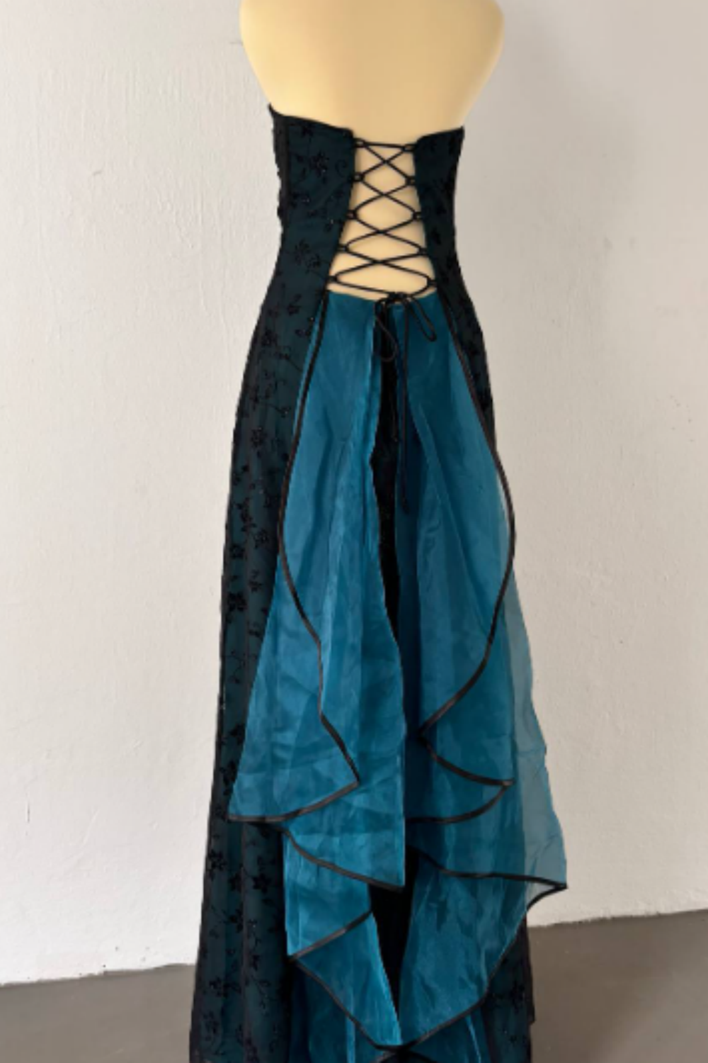 NiceVestidos--Dark green vintage exquisite floral long chiffon prom dress homecoming dress fairy dress Nv5587