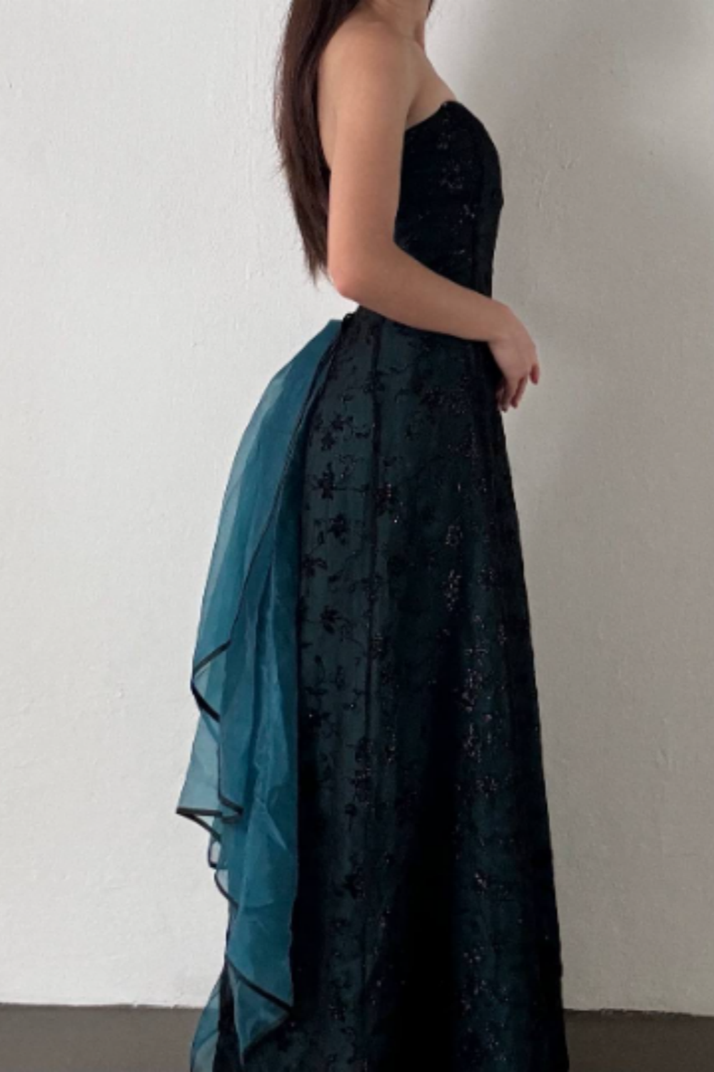 NiceVestidos--Dark green vintage exquisite floral long chiffon prom dress homecoming dress fairy dress Nv5587