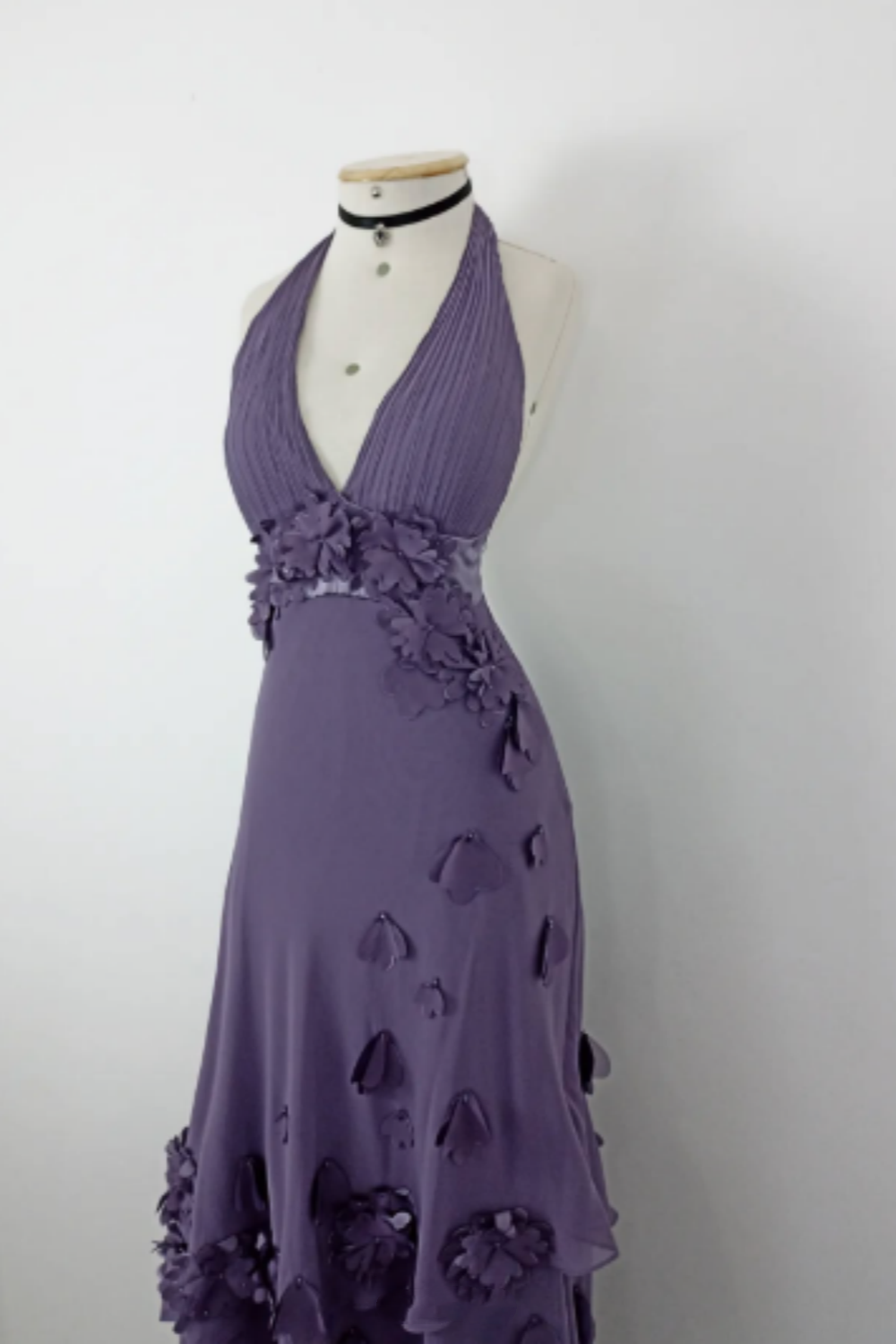NiceVestidos-Purple strappy floral long chiffon prom dress Nv5627