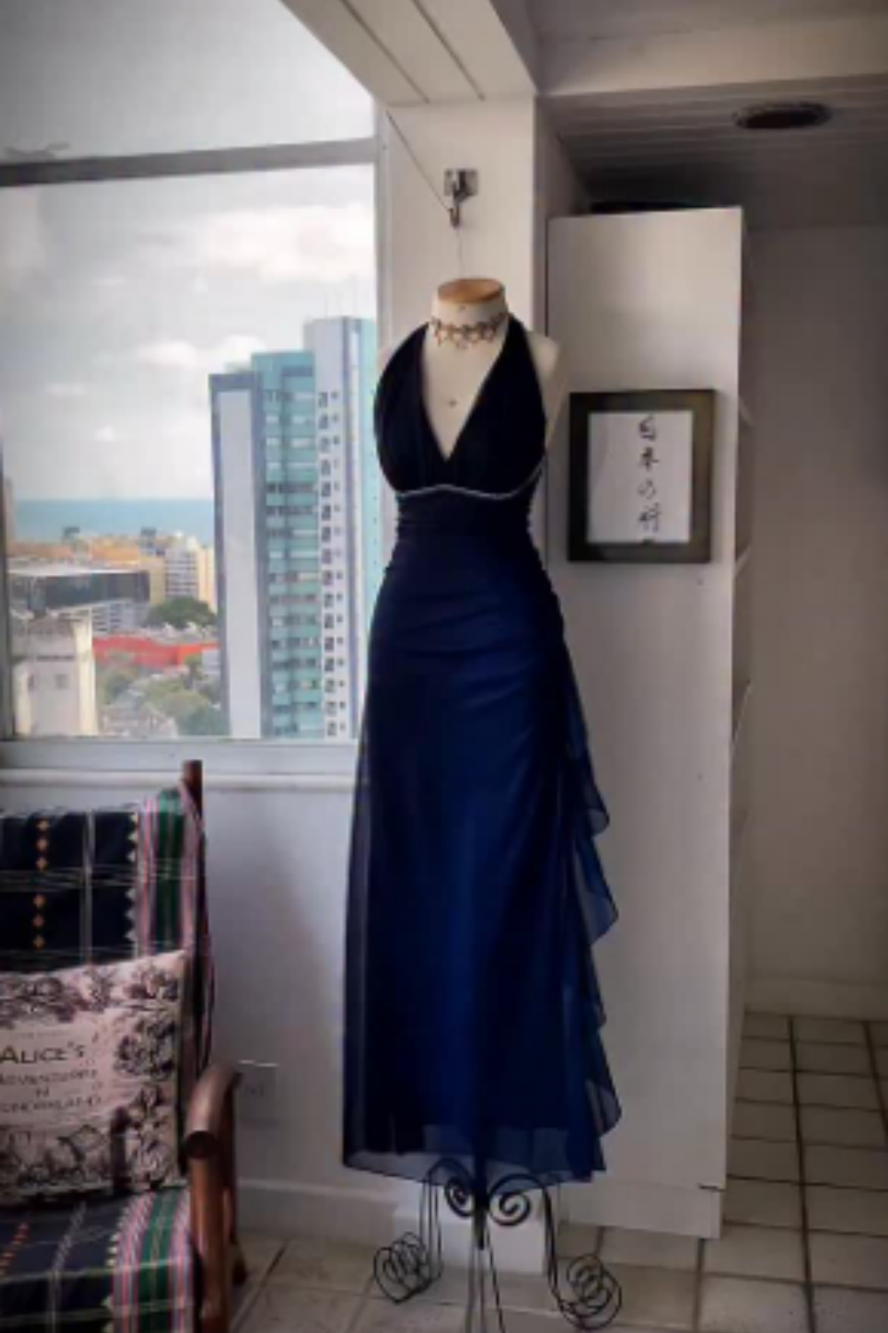 NiceVestidos-Dark blue shiny fashion gradient long chiffon prom dress evening dress Nv5629