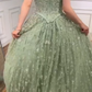 NiceVestidos--Green exquisite floral beaded sequined sparkling long prom dress ball gown NV5840