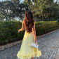NiceVestidos--Light Yellow Spaghetti Strap Ruffled Hem French Elegant Midi Party dresses Evening Dress  NV5902