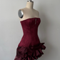 NiceVestidos-Burgundy Exquisite Beaded Short Satin Formal Prom Dress NV6157