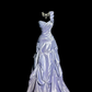 Purple exquisite pearl decoration retro long satin formal dress NV6612