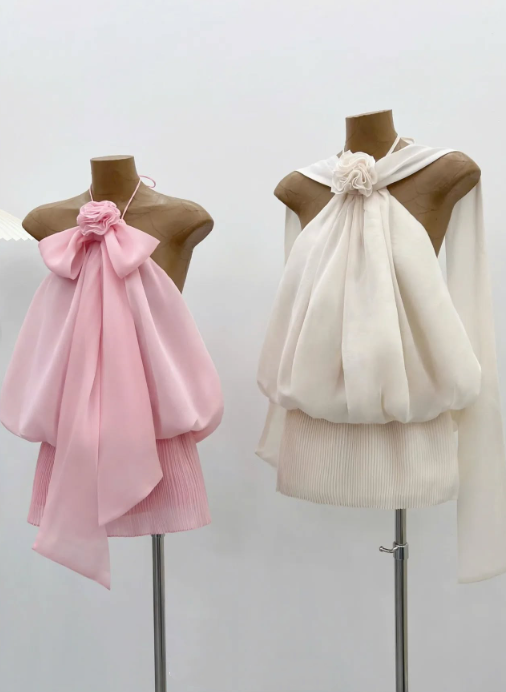 Champagne Delicate Floral Sweet Short Chiffon Homecoming Dress Birthday Party Dress nv4104