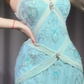 NiceVestidos – Vintage-Abendkleid, exquisit blau, elegant und mit Perlen besetzt. NV5983