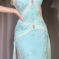 NiceVestidos – Vintage-Abendkleid, exquisit blau, elegant und mit Perlen besetzt. NV5983