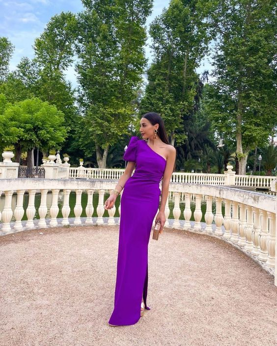 Sexy Purple Prom Dresses, Long Evening Party Dress With Slit nv1111