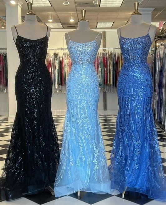 Spaghetti Straps Long PromDress Mermaid Formal Dress nv1101