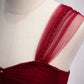 Robe de soirée longue en tulle rouge à épaules dénudées et à lacets avec appliques en perles et cœur nv1903