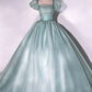 Robe de soirée longue en tulle vert unique pour les 16 ans nv2043