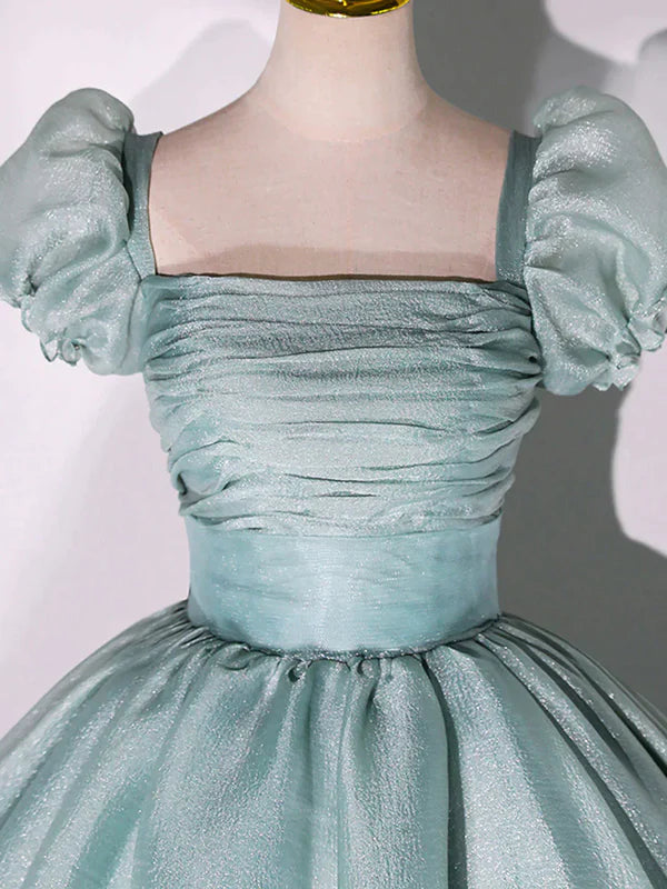 Robe de soirée longue en tulle vert unique pour les 16 ans nv2043