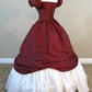 Burgundy A-line Short Sleeve Satin Princess Dress Ball Gown Evening Dress nv1905