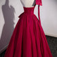 Robe de soirée longue en satin rose vif à une épaule et nœud nv1904
