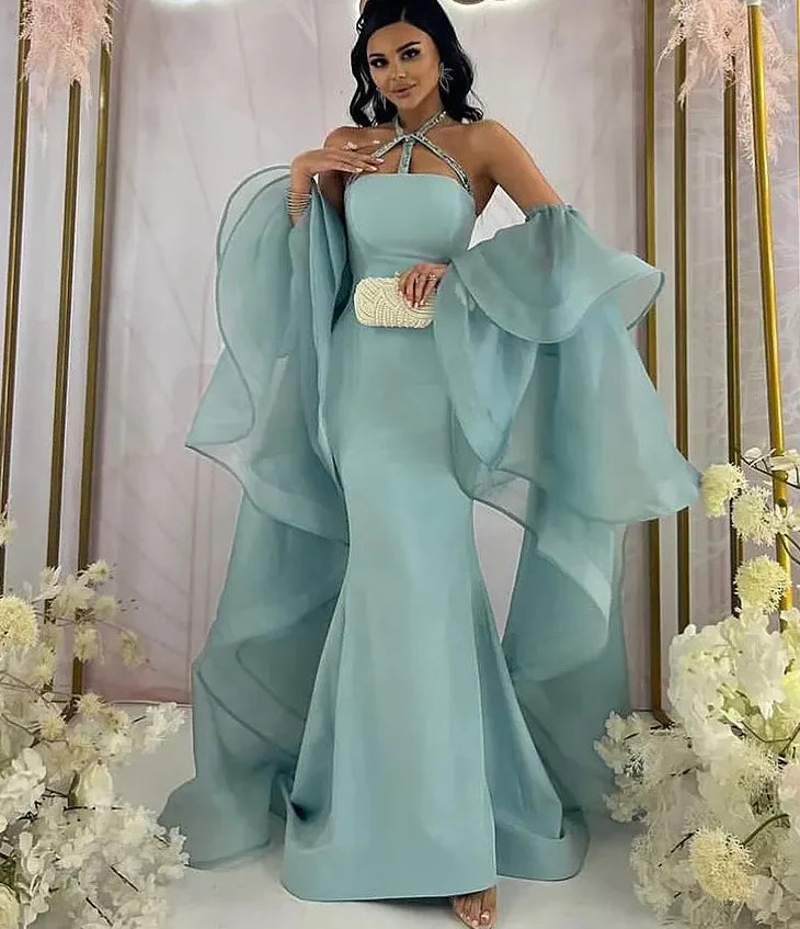 Blue luxury mermaid beaded evening dress birthday dress prom dress nv2019