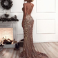 Sequin Mermaid Gold  Long Evening Prom Dress Sparkly Party Prom Dresses nv1102