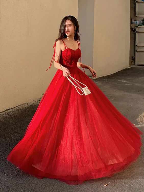 Spaghetti Straps Burgundy Floral Prom Dresses, Wine Red Long Formal Evening Dresses nv1158