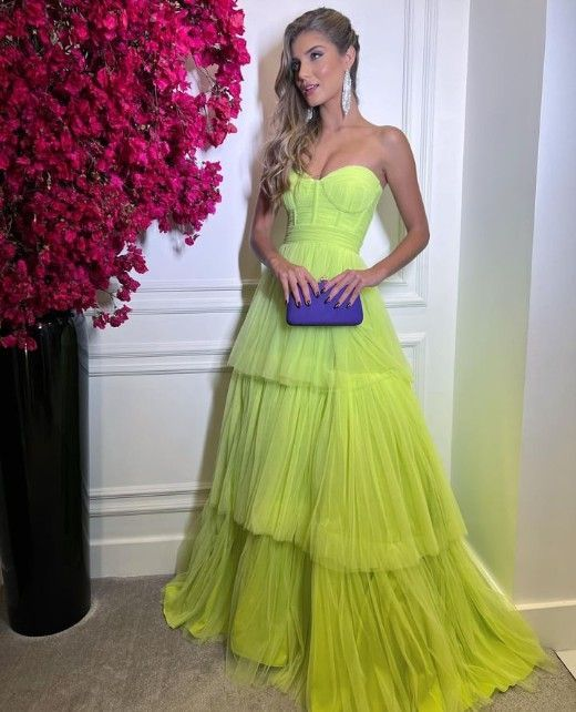 A line Strapless Green Evening Dresses Prom Gown Party Gowns nv1163