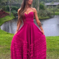Pink Sweetheart Multilayer Prom Dress Strapless A-line Tulle Maxi Dress nv1188