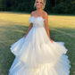 Ball Gown Sweetheart White Tulle Long Prom Dresses nv1274