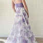 Lavender Lace Floral Chiffon Long Spaghetti Prom Dress nv1152