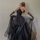 Black Tulle  Evening Gown Long Prom Party Dresses nv1352