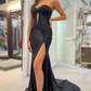 Unique Satin Off The Shoulder Long Prom Dress with Slit nv1222