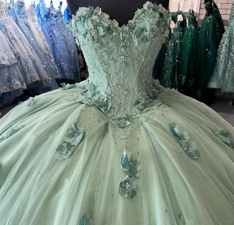 Green exquisite applique long adult ceremony dress prom dress evening dress sweet 16 dress nv4213