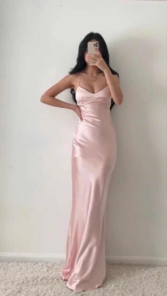 Pink fashion elegant sexy suspender long satin floor-length ball gown, evening dress, party dress nv3707