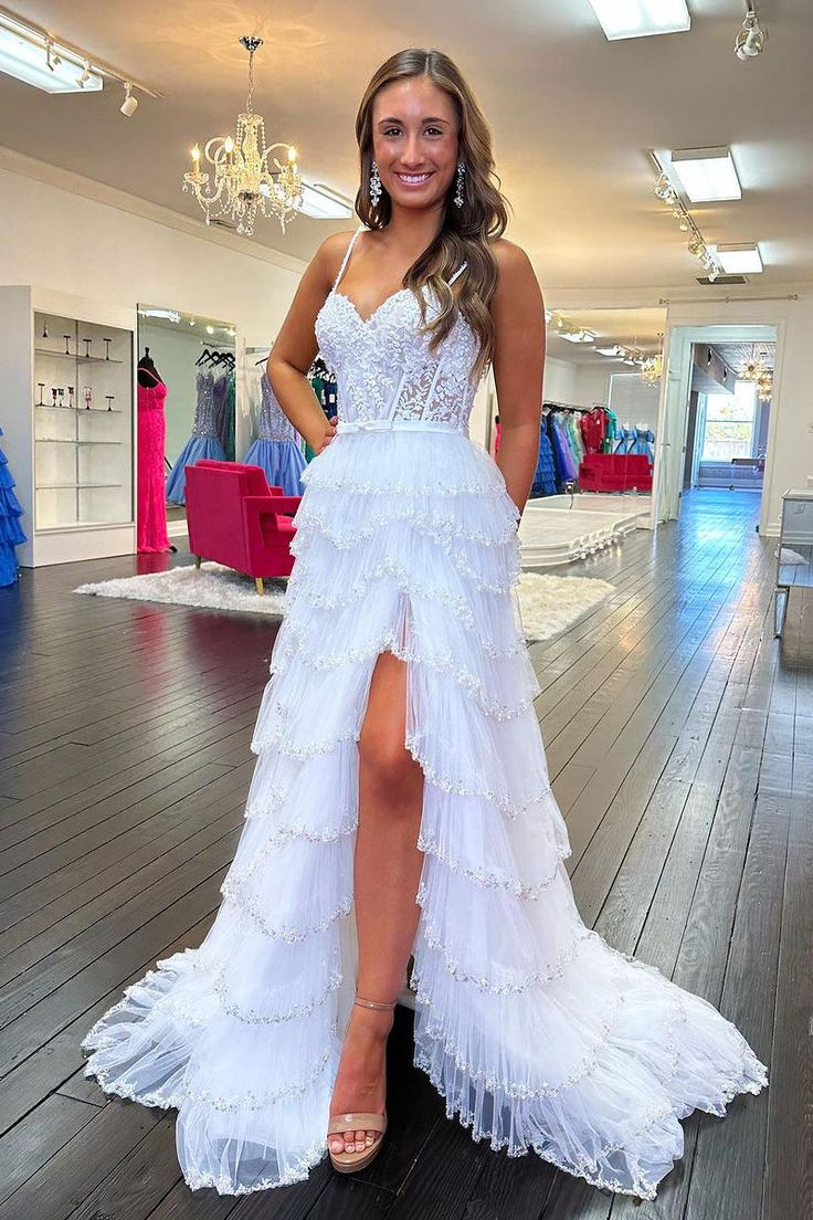 Charming A Line Sweetheart White Tulle Long Prom Dresses with Beading nv1230