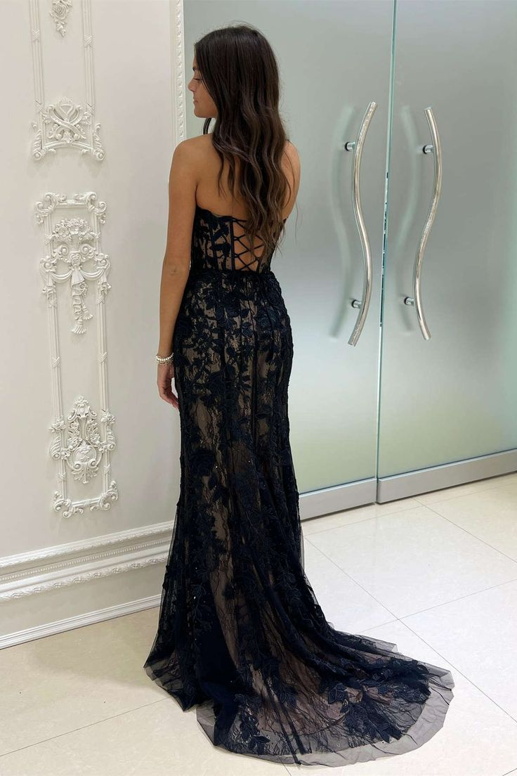 Sweetheart Lace Appliques Mermaid Prom Dress nv1379