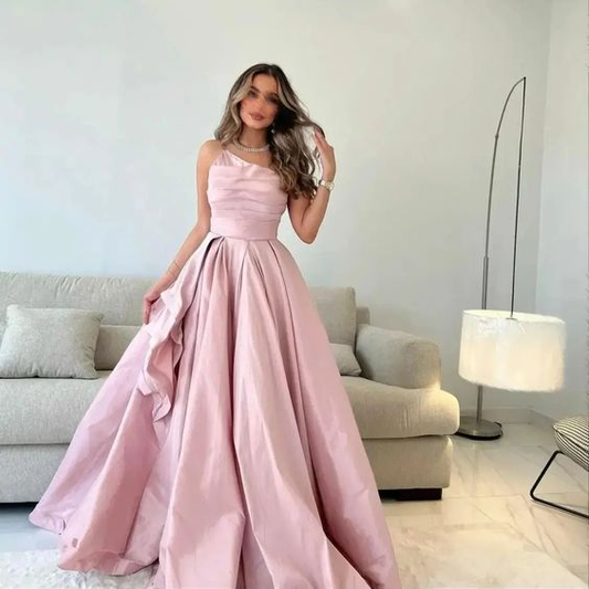 Pink a line long prom dresses evening dresses nv1390