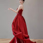 Robe de soirée sirène rouge à épaules dénudées et paillettes, ligne A, longue fente, robe de bal, robe de soirée nv2515