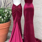 Red/Purple Fashion Sexy V Neck Spaghetti Straps Long Backless Tie Mermaid Fit Floor Length Ball Gown Evening Dress Party Dress nv3668