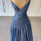 NiceVestidos-_ Evening Gown Blue Satin Floor-Length Evening Gown NV5951