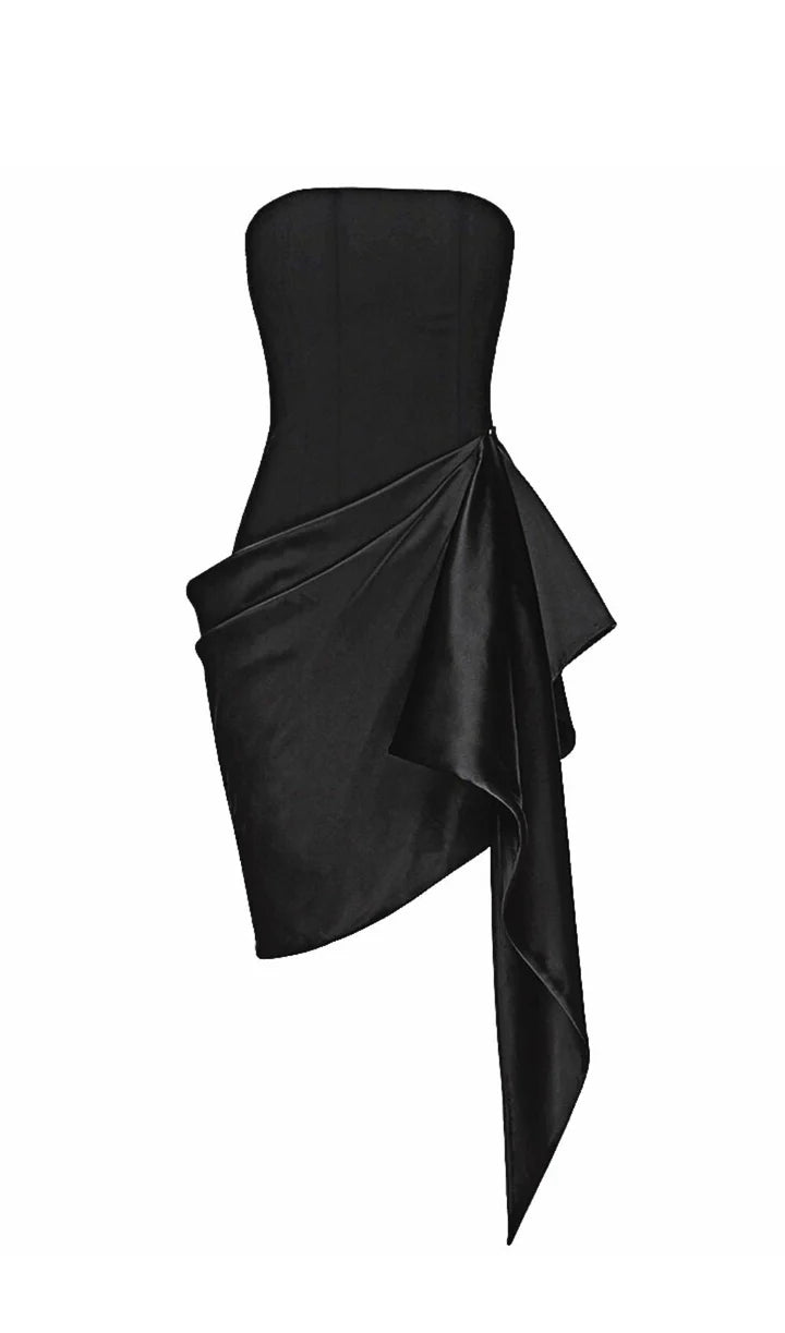 Black simple elegant satin short homecoming dress cocktail party dress prom dress evening dress nv4257