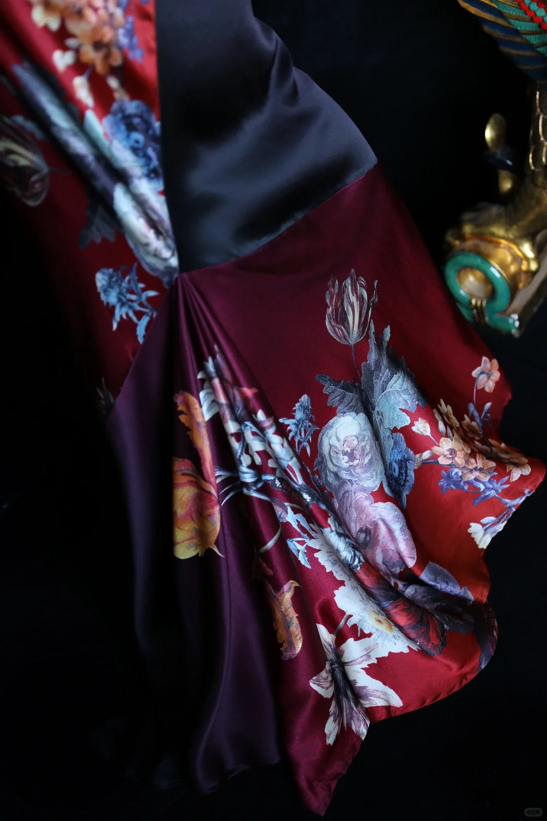 Robe de soirée longue en satin rouge à fleurs, charmante, nv5137