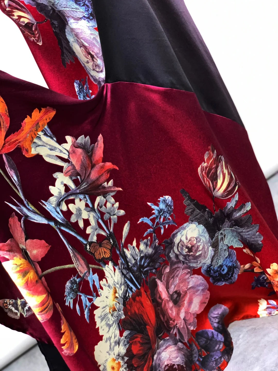 Robe de soirée longue en satin rouge à fleurs, charmante, nv5137