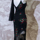 Black Floral Long Chiffon Prom Dress Evening Dress Party Dress nv5131