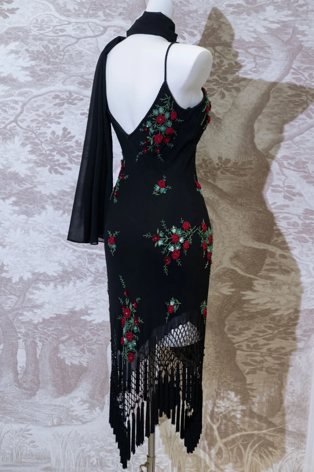 Black Floral Long Chiffon Prom Dress Evening Dress Party Dress nv5131