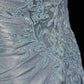 Blue ball gown elegant spaghetti straps ball gown pleated sweetheart neckline sexy backless fishtail celebrity party evening dress nv4153