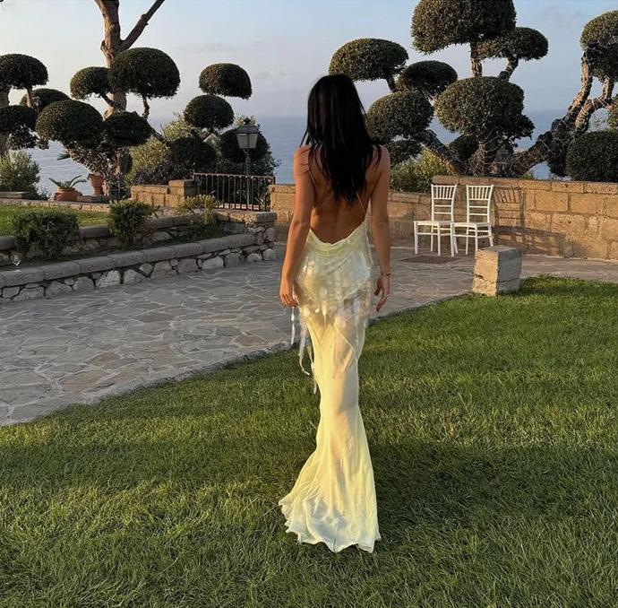 Yellow Fashion Elegant V-neck Mermaid Tulle Sequin Long Prom Dress Evening Gown Party Dress nv2441