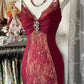 Red Retro Fashion Sexy Spaghetti Straps Exquisite Lace Mermaid Slim Prom Dress Long Party Dress Prom Dress Evening Gown nv3853