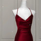 Burgundy Sexy Exquisite Beaded Mermaid Spaghetti Strap Floor Length Satin Backless Ball Gown Evening Gown Party Dress nv3601