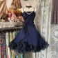 Navy Blue Vintage Short Homecoming Dress Birthday Dress nv4294