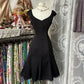Black Vintage Homecoming Dress Prom Dress Short Satin Birthday Dress nv4299